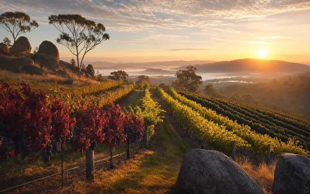 Illustrative vineyard scene for Ballandean Estate Wines — not an actual photo of the winery