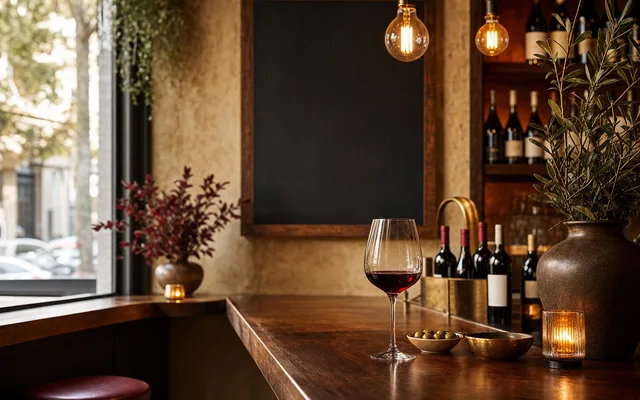 Illustrative wine-bar scene for 10 William Street — not an actual photo of the venue