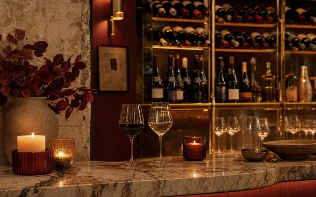 Illustrative wine-bar scene for Bar Francine — not an actual photo of the venue
