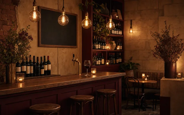 Illustrative wine-bar scene for Bar Liberty — not an actual photo of the venue