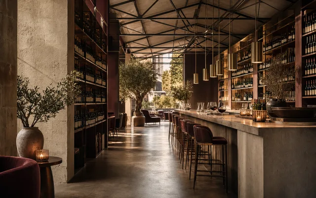 Illustrative wine-bar scene for Bar Torino — not an actual photo of the venue