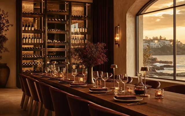 Illustrative wine-bar scene for Coogee Wine Room — not an actual photo of the venue