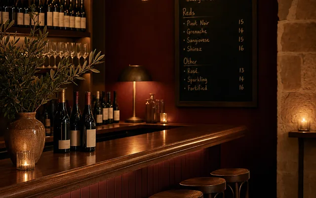 Illustrative wine-bar scene for Good Gilbert — not an actual photo of the venue