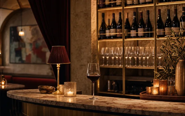 Illustrative wine-bar scene for La Buvette Drinkery — not an actual photo of the venue