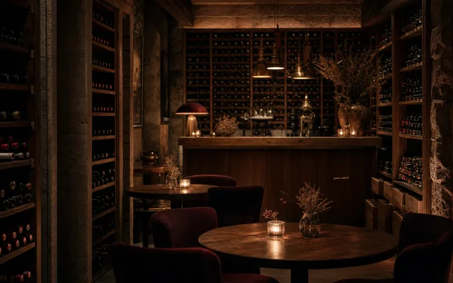 Illustrative Brisbane wine-bar scene — an AI-generated image, not a photograph of a specific venue