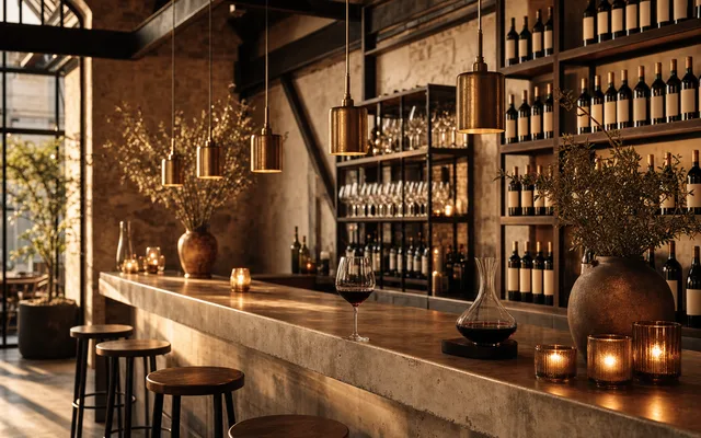 Illustrative wine-bar scene for Pastel Wine Bar — not an actual photo of the venue