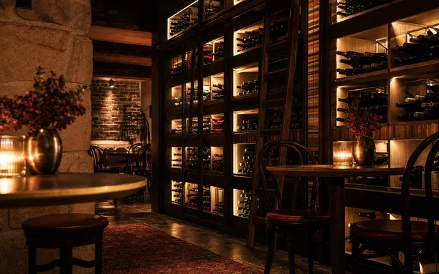 Illustrative wine-bar scene for South City Wine Bar & Bistro — not an actual photo of the venue