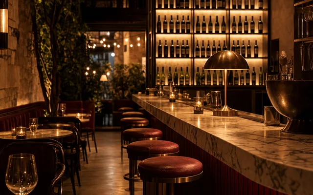 Illustrative scene for Stickybeak Wine Bar — not an actual photo