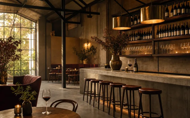 Illustrative wine-bar scene for The Wine Library — not an actual photo of the venue