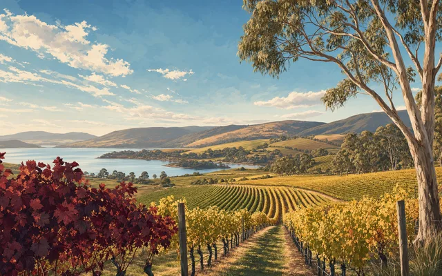 Illustrative scene for Bream Creek Vineyard — not an actual photo