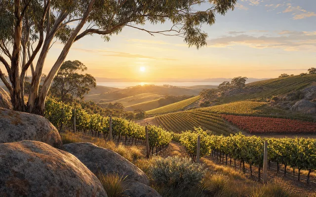 Illustrative vineyard scene for Castle Rock Estate — not an actual photo of the winery