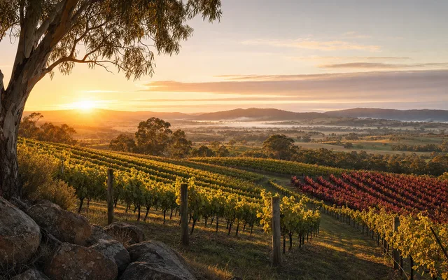 Illustrative vineyard scene for Clovely Estate — not an actual photo of the winery
