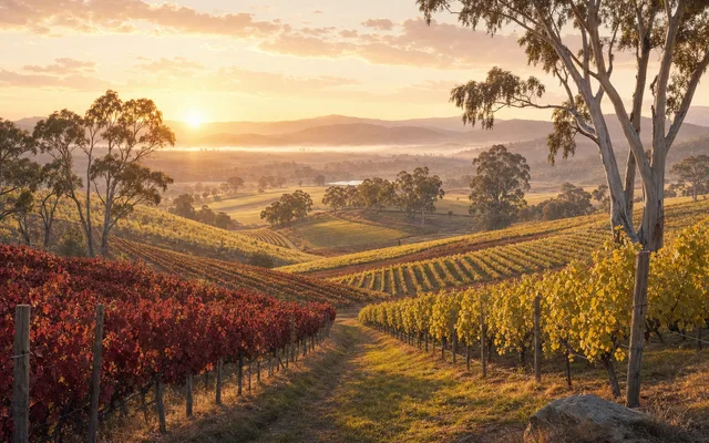 Illustrative vineyard scene for Clover Hill Wines — not an actual photo of the winery