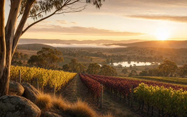 Illustrative vineyard scene for Contentious Character — not an actual photo of the winery