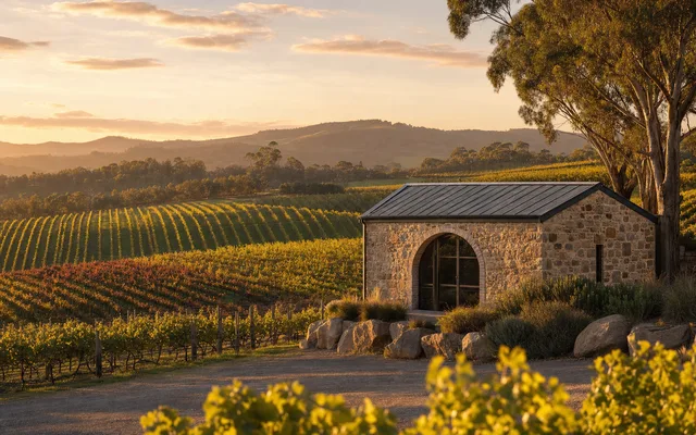 Illustrative vineyard scene for Dappled Wines — not an actual photo of the winery