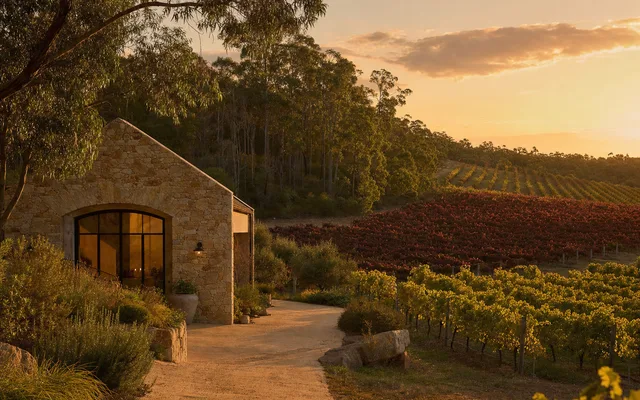 Illustrative vineyard scene for Domaine Naturaliste — not an actual photo of the winery