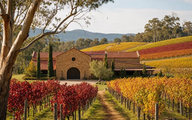 Illustrative vineyard scene for Four Winds Vineyard — not an actual photo of the winery