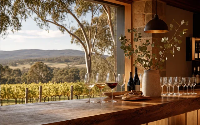 Illustrative vineyard scene for Gallagher Wines — not an actual photo of the winery