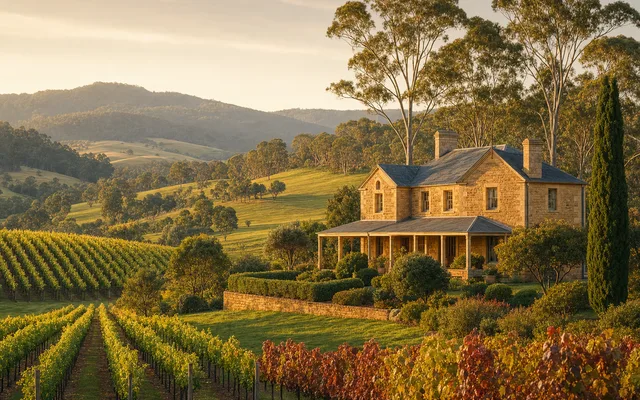 Illustrative vineyard scene for Gembrook Hill — not an actual photo of the winery