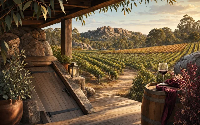 Illustrative vineyard scene for Hidden Creek — not an actual photo of the winery