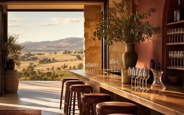 Illustrative vineyard scene for Huntington Estate — not an actual photo of the winery