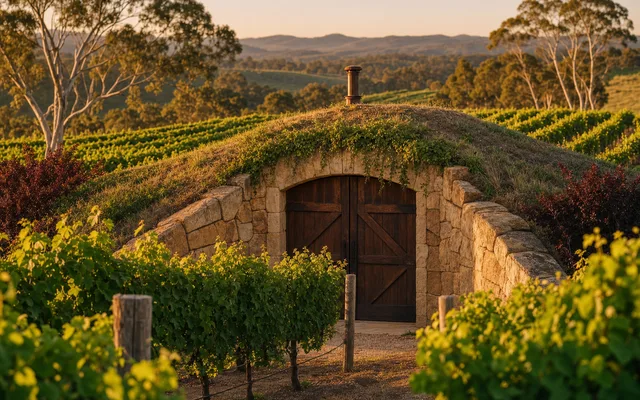 Illustrative vineyard scene for Jansz Tasmania — not an actual photo of the winery