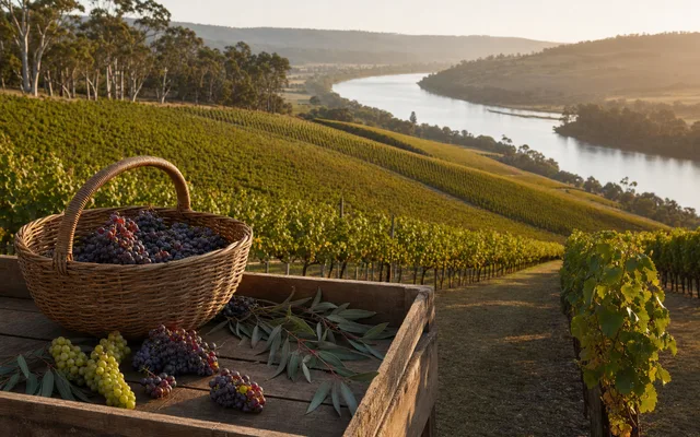 Illustrative vineyard scene for Josef Chromy Wines — not an actual photo of the winery