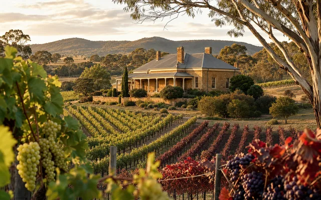 Illustrative vineyard scene for Lark Hill — not an actual photo of the winery