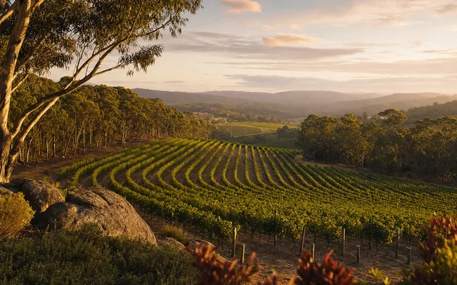 Illustrative vineyard scene for Leeuwin Estate — not an actual photo of the winery