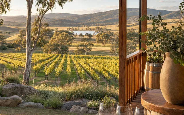 Illustrative vineyard scene for Lerida Estate — not an actual photo of the winery