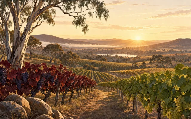 Illustrative vineyard scene for Long Rail Gully Wines — not an actual photo of the winery
