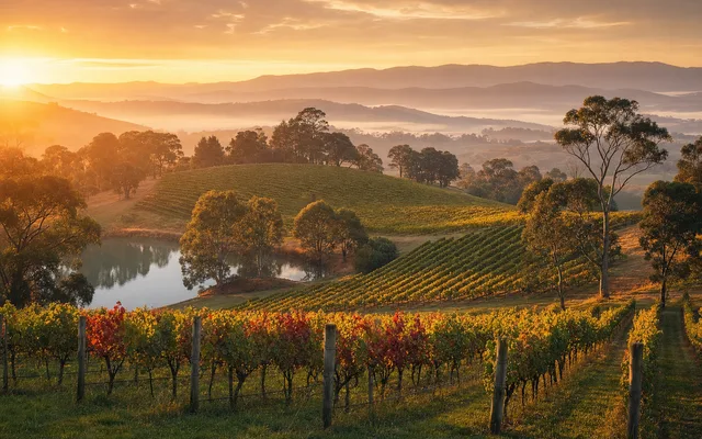 Illustrative vineyard scene for Mount Mary — not an actual photo of the winery