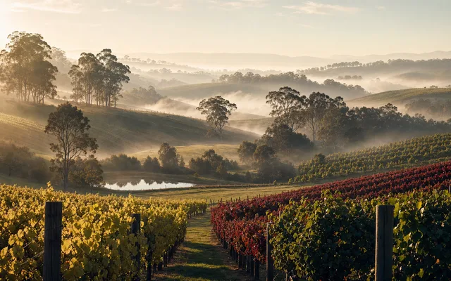 Illustrative vineyard scene for Oakridge Wines — not an actual photo of the winery