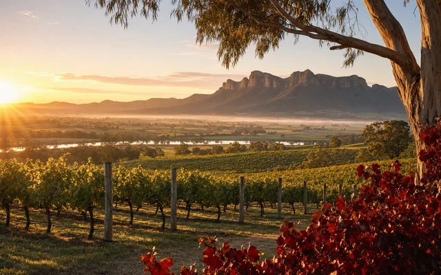 Illustrative vineyard scene for Pepper Tree Wines — not an actual photo of the winery