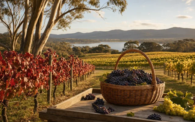 Illustrative vineyard scene for Sailor Seeks Horse — not an actual photo of the winery