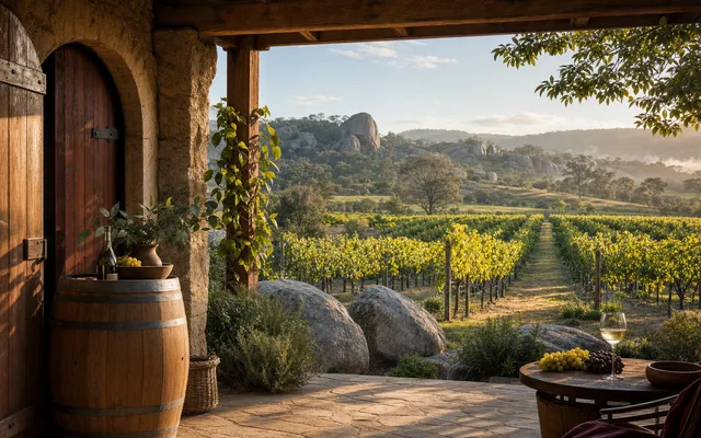 Illustrative vineyard scene for Sirromet Wines — not an actual photo of the winery