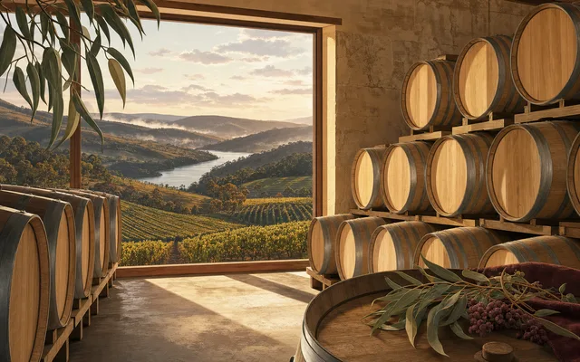 Illustrative vineyard scene for Stoney Rise — not an actual photo of the winery