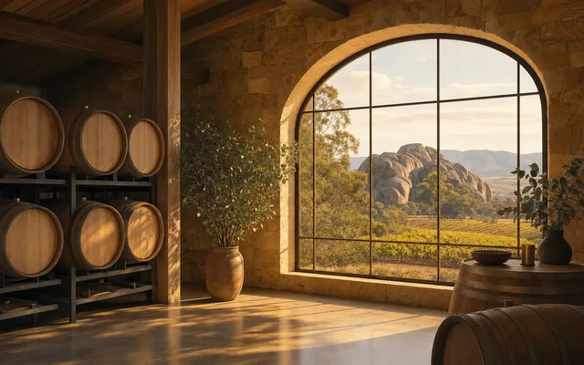 Illustrative vineyard scene for Summit Estate — not an actual photo of the winery
