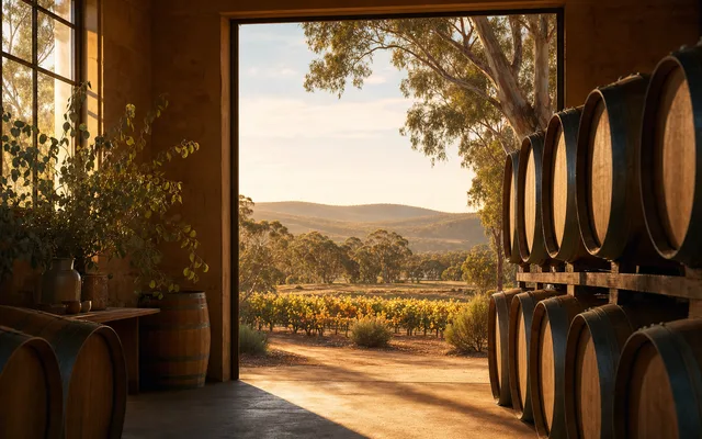 Illustrative vineyard scene for Swinney — not an actual photo of the winery