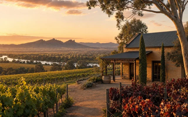 Illustrative vineyard scene for Thomas Wines — not an actual photo of the winery