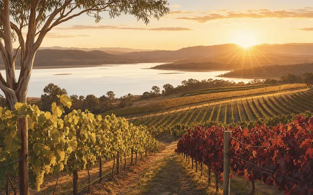 Illustrative vineyard scene for Tolpuddle Vineyard — not an actual photo of the winery