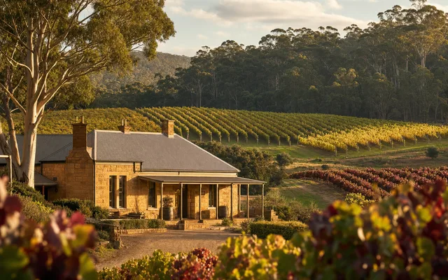 Illustrative vineyard scene for Voyager Estate — not an actual photo of the winery