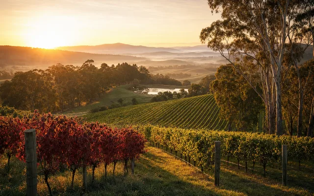 Illustrative vineyard scene for Wantirna Estate — not an actual photo of the winery