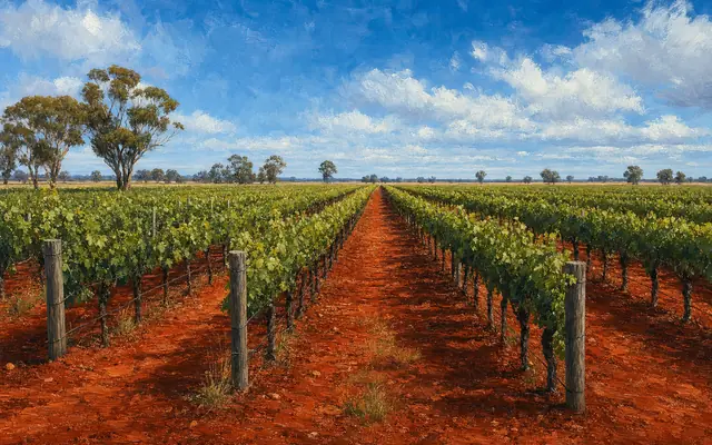 Illustrative vineyard scene for Wynns Coonawarra Estate — not an actual photo of the winery