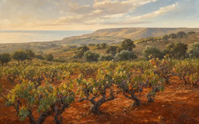 Illustrative vineyard scene for Yangarra Estate Vineyard — not an actual photo of the winery